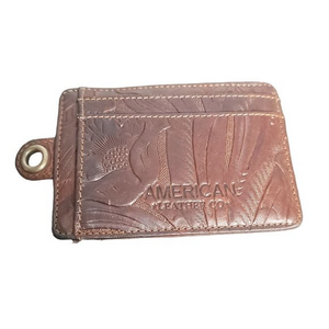 American Leather Co Brown Leather Card holder with Wallet with ID Spot